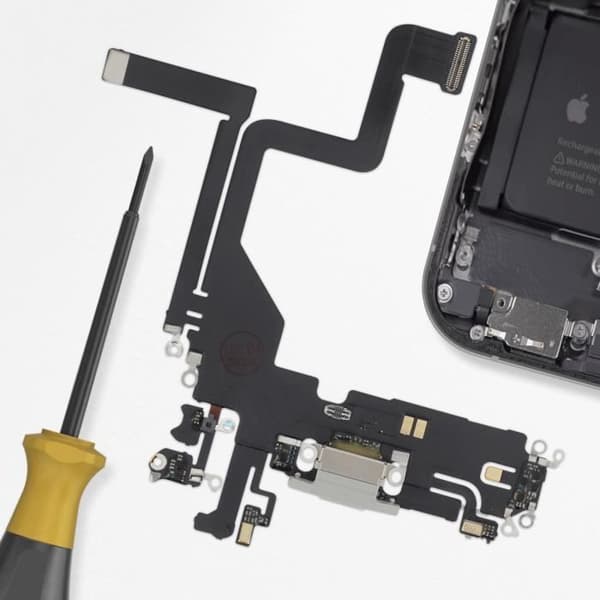Laddningskontakt - AVIZAR - iPhone 14 Pro - Lightning Port - Mikrofon - Silver