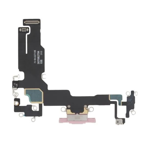 Laddningsanslutning AVIZAR för Apple iPhone 15 - USB C-port + Mikrofonsladd i puderrosa