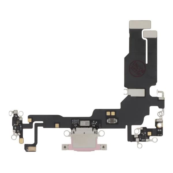 Laddningsanslutning AVIZAR för Apple iPhone 15 - USB C-port + Mikrofonsladd i puderrosa