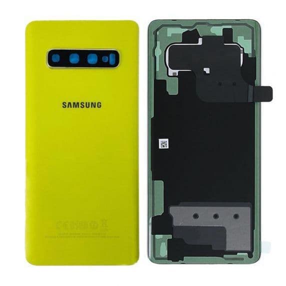 Samsung Galaxy S10 Baksida med tejp och kameraglas – Gul