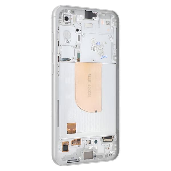 Komplett enhet för Galaxy S23 FE LCD + pekskärm + officiellt Samsung vitt chassi