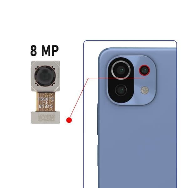 8MP ultravidvinkelkamera för Xiaomi 11 Lite 5G NE - AVIZAR - Sensorbyte - Svart