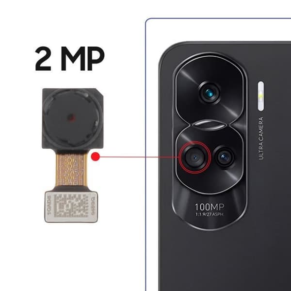 Bakre kamera 2MP makroobjektiv för Honor 90 Lite Black