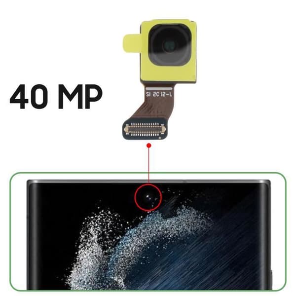 Frontkamera - AVIZAR - Samsung Galaxy S22 Ultra - 40MP Selfie Sensor - Svart