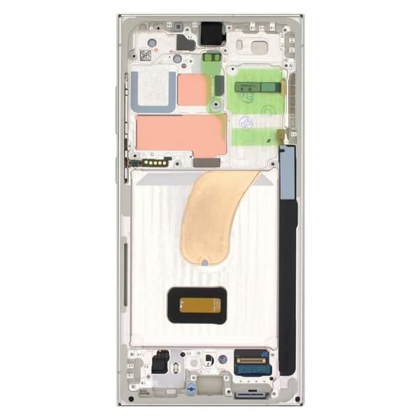 Display Soft OLED för Samsung S23 Ultra - AVIZAR - Fingerglas - Beige Chassi - Flexibelt Glas