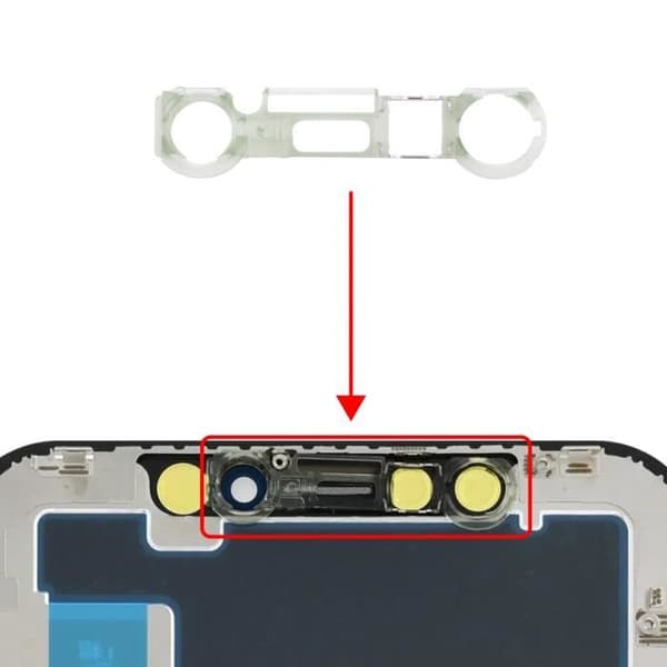 Främre kamerastöd, intern högtalare och sensorer för iPhone X Transparent