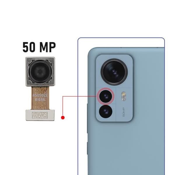 Bakre kamera för Xiaomi 12 Pro 2X Zoom Teleobjektiv 50MP Svart
