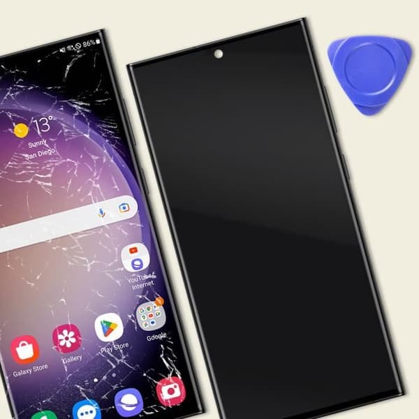 Komplett enhet för Samsung Galaxy S23 Ultra OLED-skärm och pekglas svart