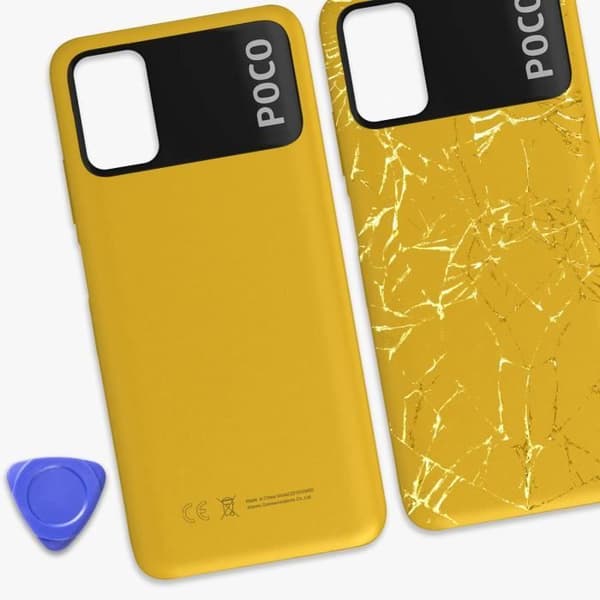 Bakruta - XIAOMI - Poco M3 - Gul - Originaldel - Integrerat lim