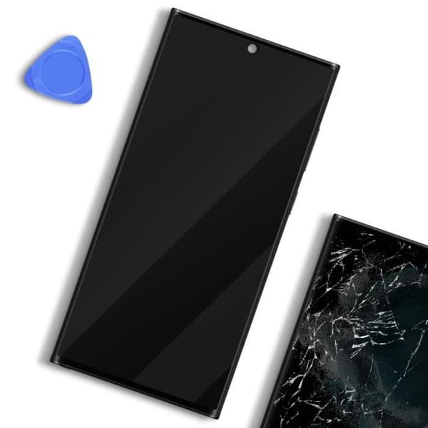 Komplett enhet för Samsung S22 Ultra LCD + Touch Glass + Samsung grått chassi