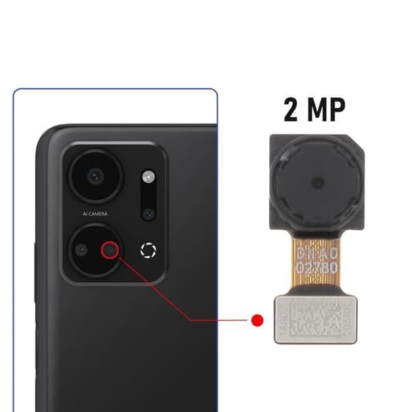 2MP makroobjektiv för Honor X7a Relife Svart - Bakre kamera - Ersättning - Kompatibel - 100 %