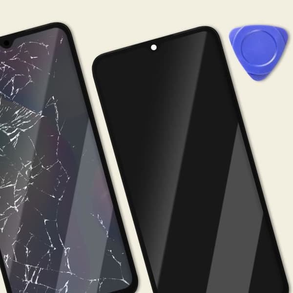 LCD-skärm + Touchglas + Grått chassi för Xiaomi Redmi 9A och 9C - XIAOMI - 5,5 tum - Härdat glas