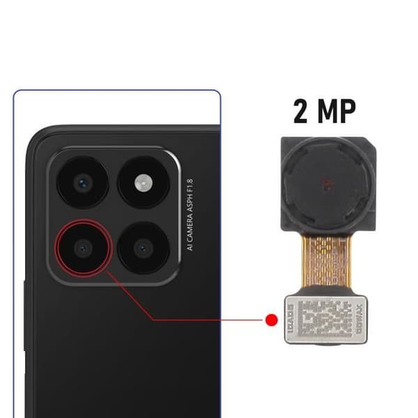 2MP Macro Lens för Honor 70 Lite och X6 Black - AVIZAR - Defekt makrosensorbyte