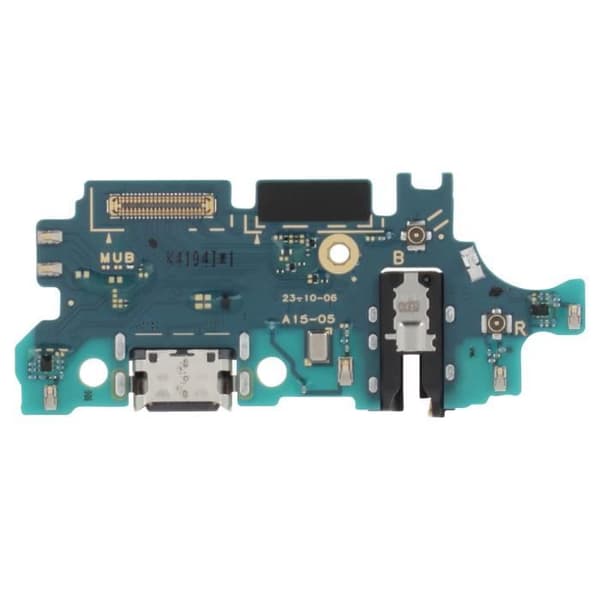 Original Samsung A15 USB-C laddningskontakt med mikrofon och Samsung jack-uttag Svart