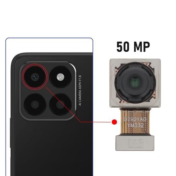 Vidvinkel bakre kamera - RELIFE - Honor 70 Lite och X6 - 50MP - Svart