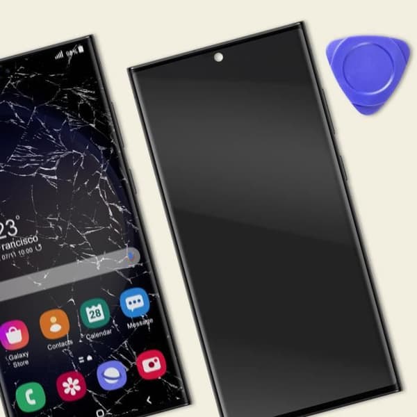 Soft OLED-skärm för Samsung S23 Ultra - AVIZAR - Taktisk Glas - Svart Chassi