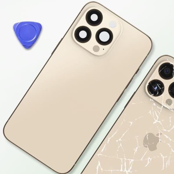 iPhone 13 Pro Max chassi med beige ersättningsglas bak
