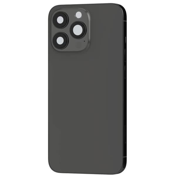 iPhone 13 Pro Max-chassi med mörkgrå ersättningsglas på baksidan