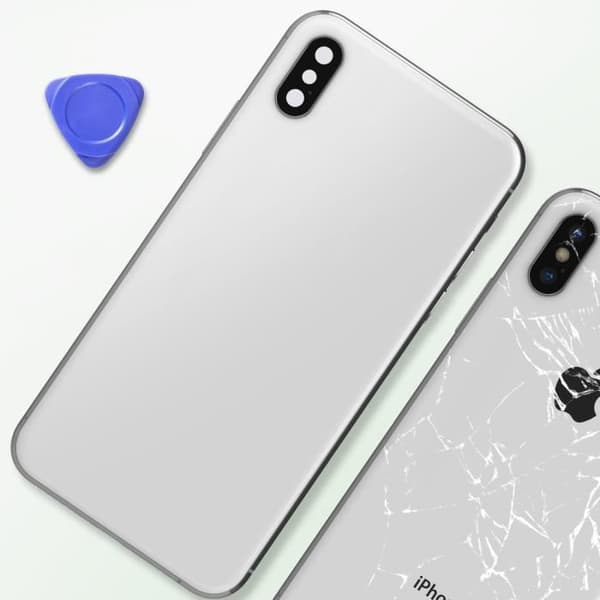iPhone XS chassi med grått ersättningsglas bak