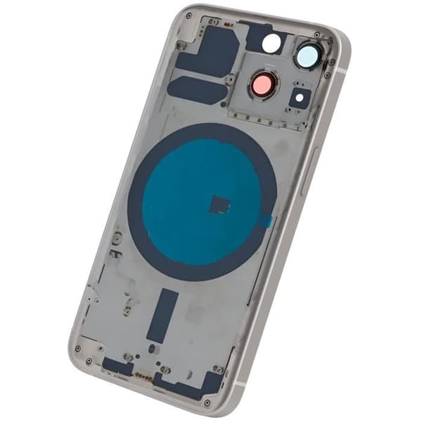 iPhone 13 Mini-chassi med grått ersättningsglas på baksidan