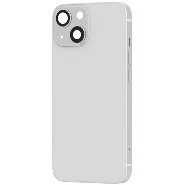 iPhone 13 Mini-chassi med grått ersättningsglas på baksidan