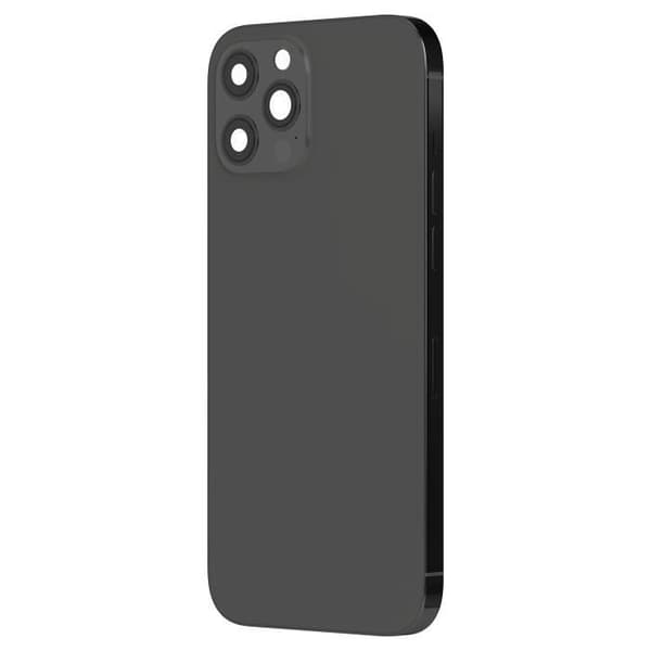iPhone 12 Pro Max ram med mörkgrå ersättningsglas på baksidan
