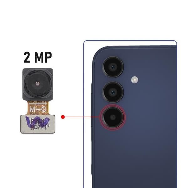Bakre kamera 2MP makroobjektiv för Samsung Galaxy A15 Svart