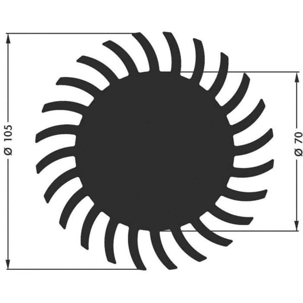 Dissipator för LED - Fischer Elektronik - SK 584 - 105 mm x 20 mm - 1.75 K/W - 2 års garanti