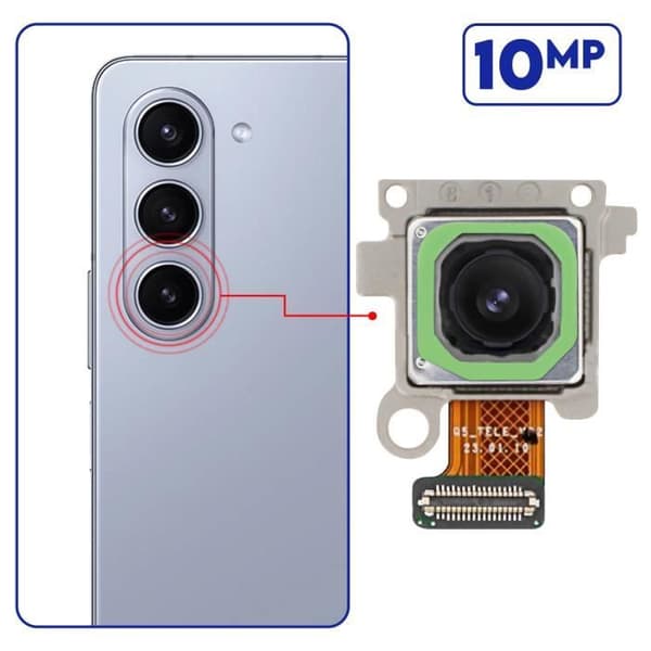 Original Samsung bakre kamera reservdel för Galaxy Z Fold 5 3X 10MP zoom teleobjektiv