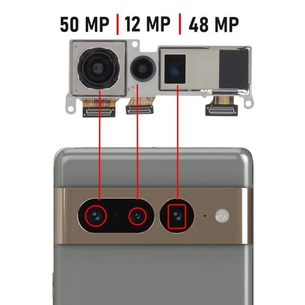 Modul trippelkamera - AVIZAR - Google Pixel 7 Pro - 50MP - 12MP - 48MP Svart