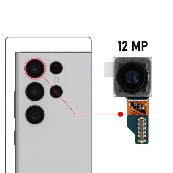 Reservdel Ultra vidvinkelkamera till Samsung Galaxy S22 Ultra 12MP Original Samsung Svart