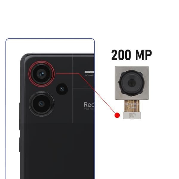 Bakre kamera - AVIZAR - Xiaomi Redmi Note 13 Pro - 200MP - Svart - Inbyggd anslutningskabel