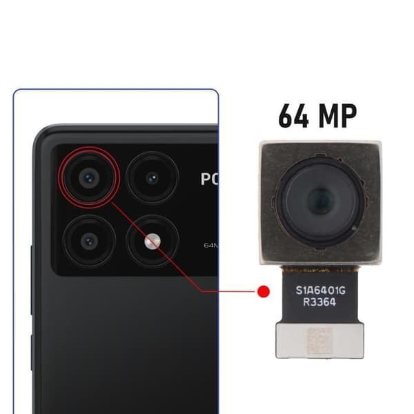 Bakre kamera - AVIZAR - Xiaomi Poco X6 Pro - 64MP - Svart - 100% kompatibel
