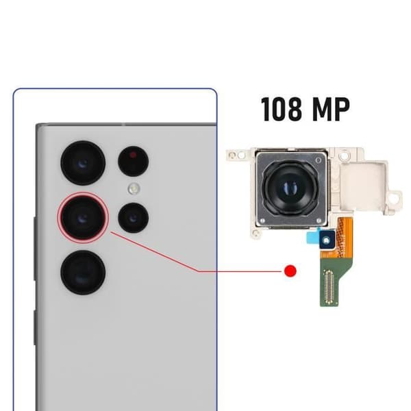Reservdel Bakkamera till Samsung Galaxy S22 Ultra Huvudsensor 108MP Samsung Svart