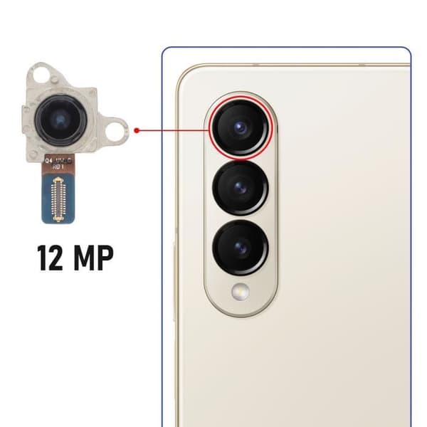 Reservdel Kameraback - RELIFE - Samsung Galaxy Z Fold 4 - 12MP - Ultra Vidvinkel - Svart