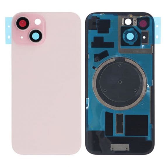iPhone 15 Baksida Glas med Magsafe Magnet med tejp- Rosa