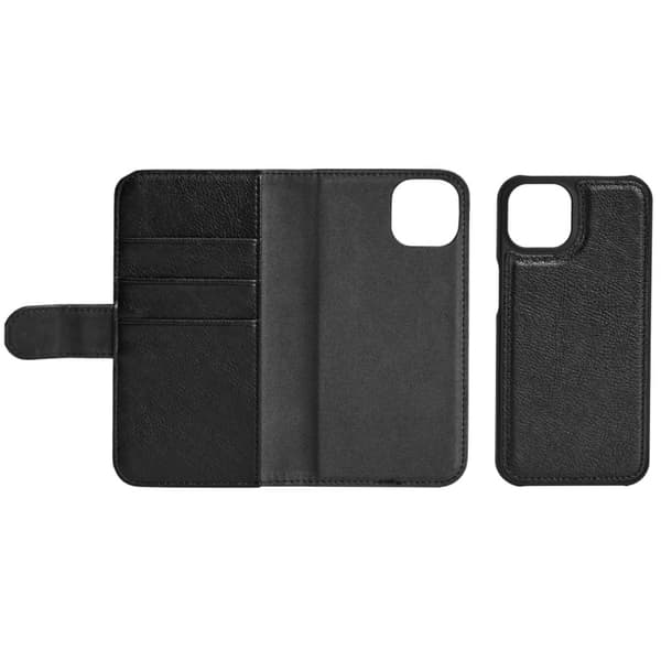 iPhone 13 PU wallet, detachable, 3 cards, Black