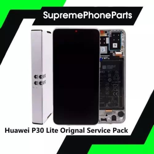 For Huawei P30 Lite GENUINE Service Pack Silver LCD Touch Screen -