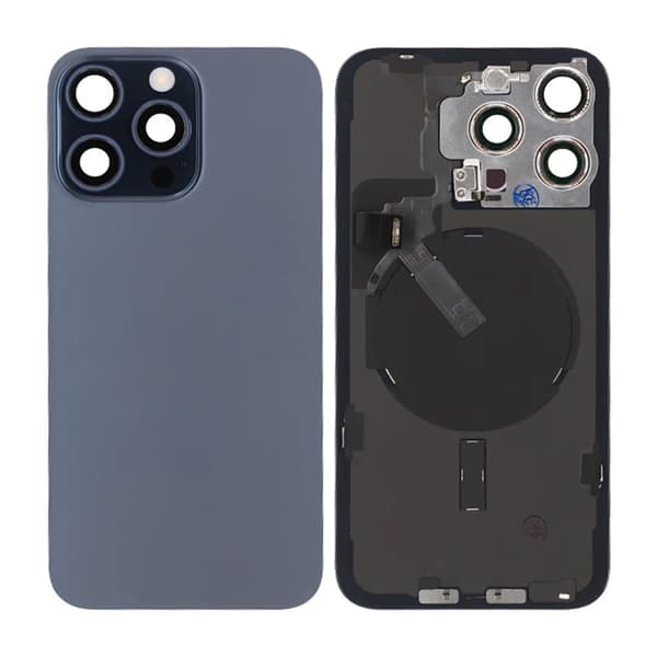 iPhone 15 Pro Max Baksida Glas Komplett OEM – Titanblå