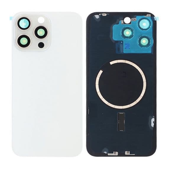 iPhone 15 Pro Max Baksida Glas med Magsafe Magnet – Vit
