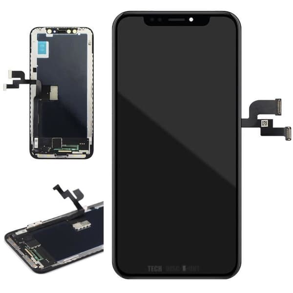 Svart LCD Retina pekskärm för iPhone X - Komplett kit med verktyg, magnetisk mall och lättinstallerad vattentät tätning.