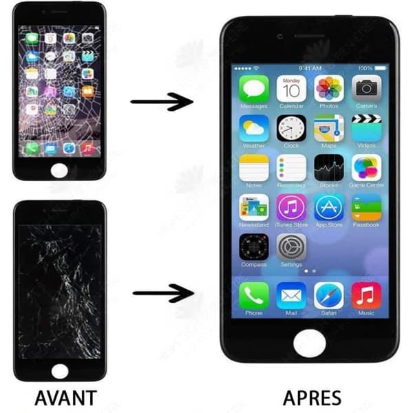 HTBE® Komplett ersättningsskärm för Iphone 7 svart pekskärm LDC 4,7 + skyddsglas + reparationsverktygssats