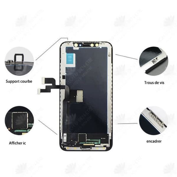 HTBE® iPhone X Black Touch Screen LCD Retina Display - Komplett kit med verktyg, magnetisk mall och tätning