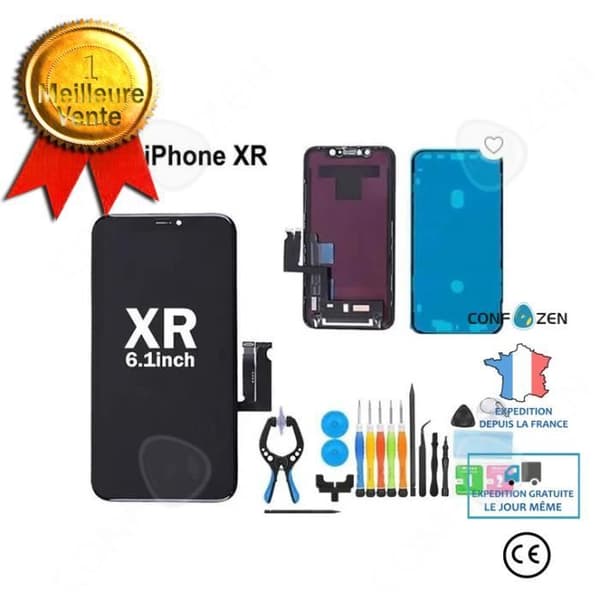 CONFO® Full LCD-ersättningsskärm kompatibel med iPhone XR-glas 6,1 tums mobiltelefon