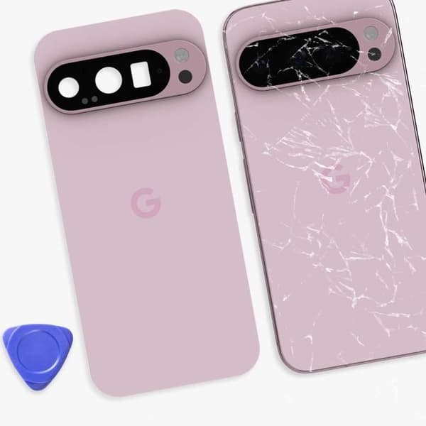 Baksida för Google Pixel 9 Pro Originalt Servicetryck Google Rosa