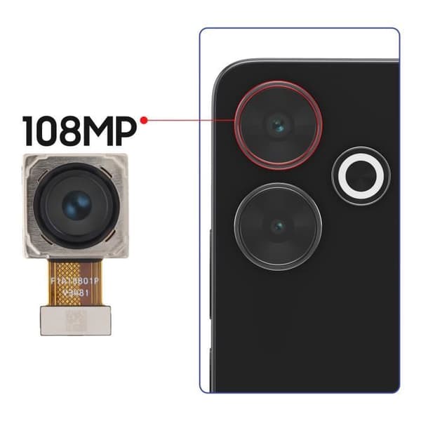 Bakhålskamera för Xiaomi Redmi 13 och Poco M6 108MP Relife Svart