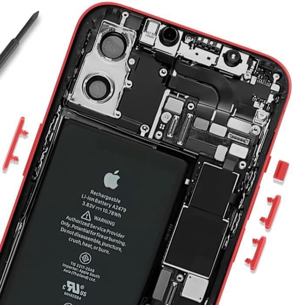 Strömknapp, volym och tyst knapp för iPhone 12 och 12 Pro Röd