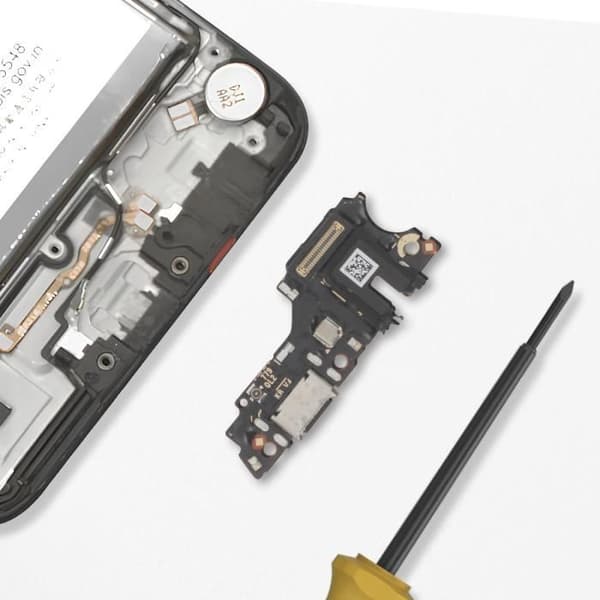 USB C-laddkontakt för Oppo A53s Mikrofon + Jackkontakt Svart