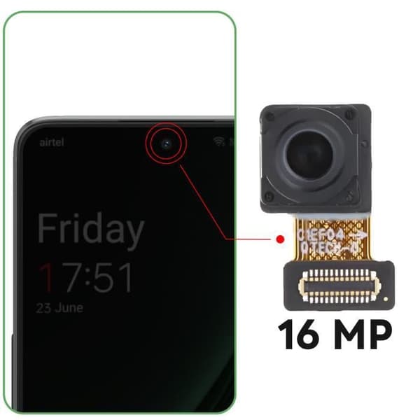 Framkamera för OnePlus Nord 3 5G Selfie-sensor 16MP Svart