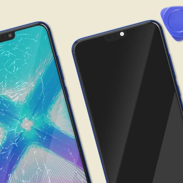LCD-skärm + Touchglas för Honor 8X med Blå Ram